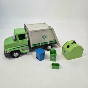 Playmobil Green Recycling Truck Trash Cans & Recycling Bin Lot #5679 INCOMPLETE
